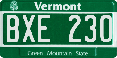 VT license plate BXE230