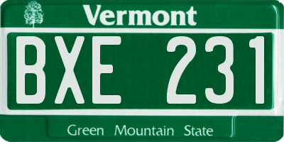VT license plate BXE231