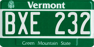 VT license plate BXE232