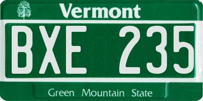 VT license plate BXE235