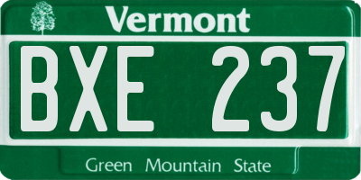 VT license plate BXE237