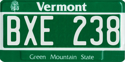 VT license plate BXE238