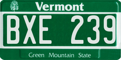 VT license plate BXE239