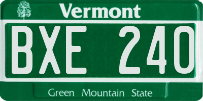 VT license plate BXE240