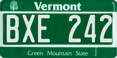 VT license plate BXE242