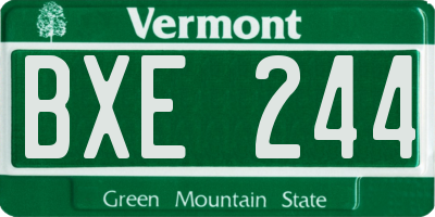 VT license plate BXE244