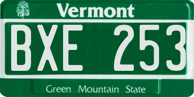 VT license plate BXE253