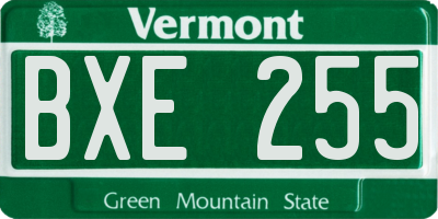 VT license plate BXE255