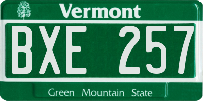 VT license plate BXE257