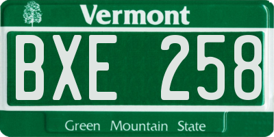 VT license plate BXE258