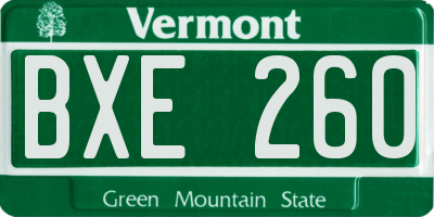 VT license plate BXE260