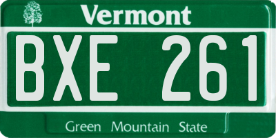 VT license plate BXE261