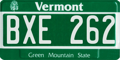 VT license plate BXE262