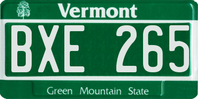 VT license plate BXE265