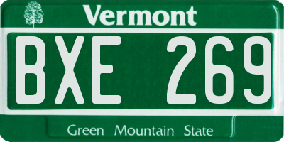 VT license plate BXE269