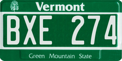 VT license plate BXE274