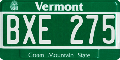 VT license plate BXE275