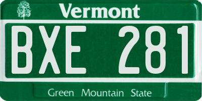 VT license plate BXE281