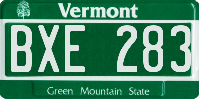 VT license plate BXE283