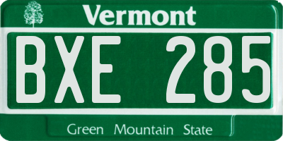 VT license plate BXE285