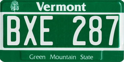 VT license plate BXE287