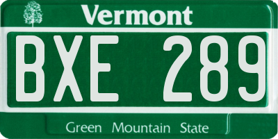 VT license plate BXE289