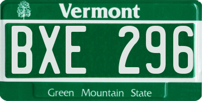 VT license plate BXE296