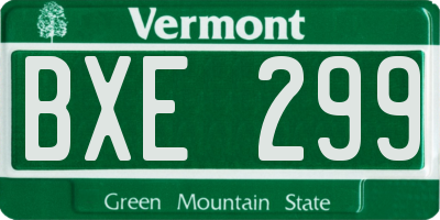 VT license plate BXE299