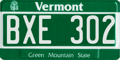 VT license plate BXE302