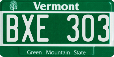 VT license plate BXE303