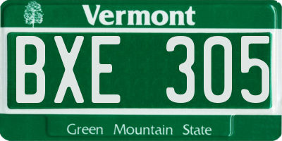 VT license plate BXE305
