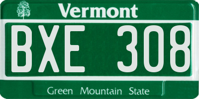 VT license plate BXE308