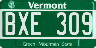 VT license plate BXE309