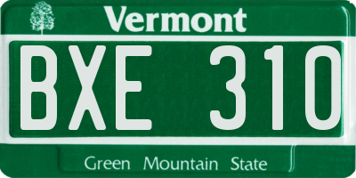 VT license plate BXE310