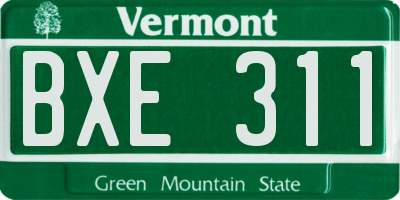 VT license plate BXE311