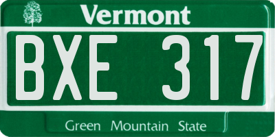 VT license plate BXE317