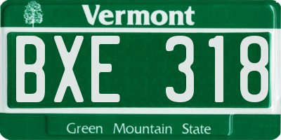 VT license plate BXE318