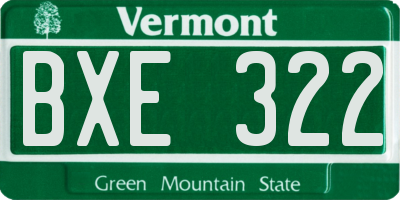 VT license plate BXE322