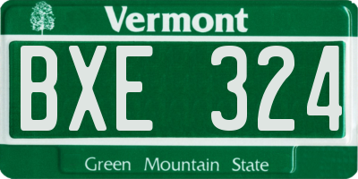 VT license plate BXE324