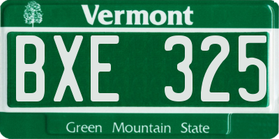 VT license plate BXE325