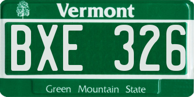 VT license plate BXE326