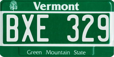 VT license plate BXE329
