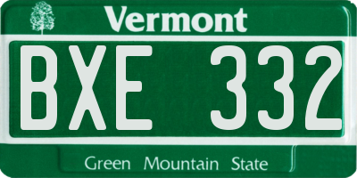 VT license plate BXE332