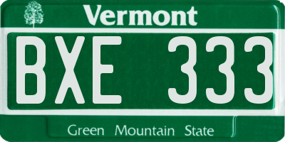 VT license plate BXE333