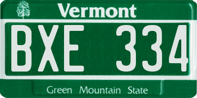 VT license plate BXE334