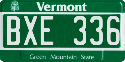 VT license plate BXE336