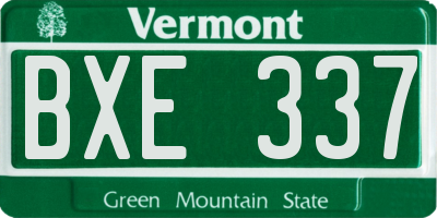VT license plate BXE337