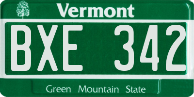 VT license plate BXE342