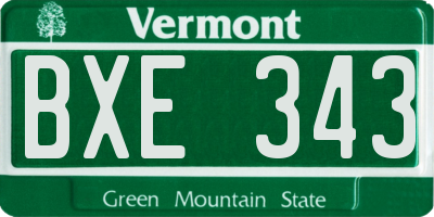 VT license plate BXE343