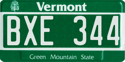 VT license plate BXE344